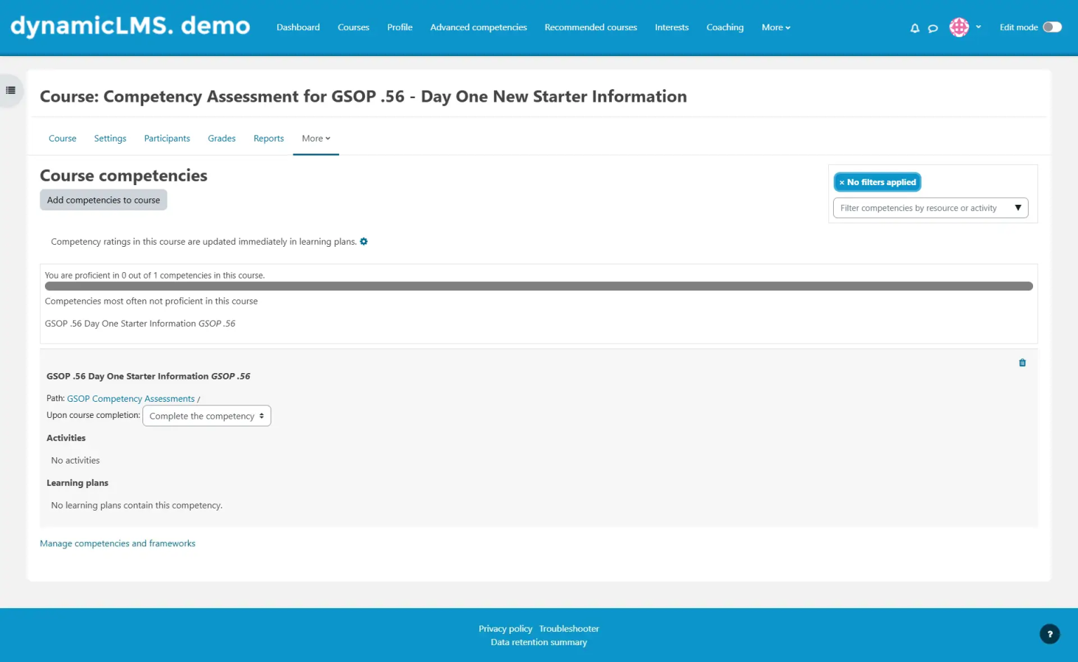 Course competencies – Dynamic LMS userguide