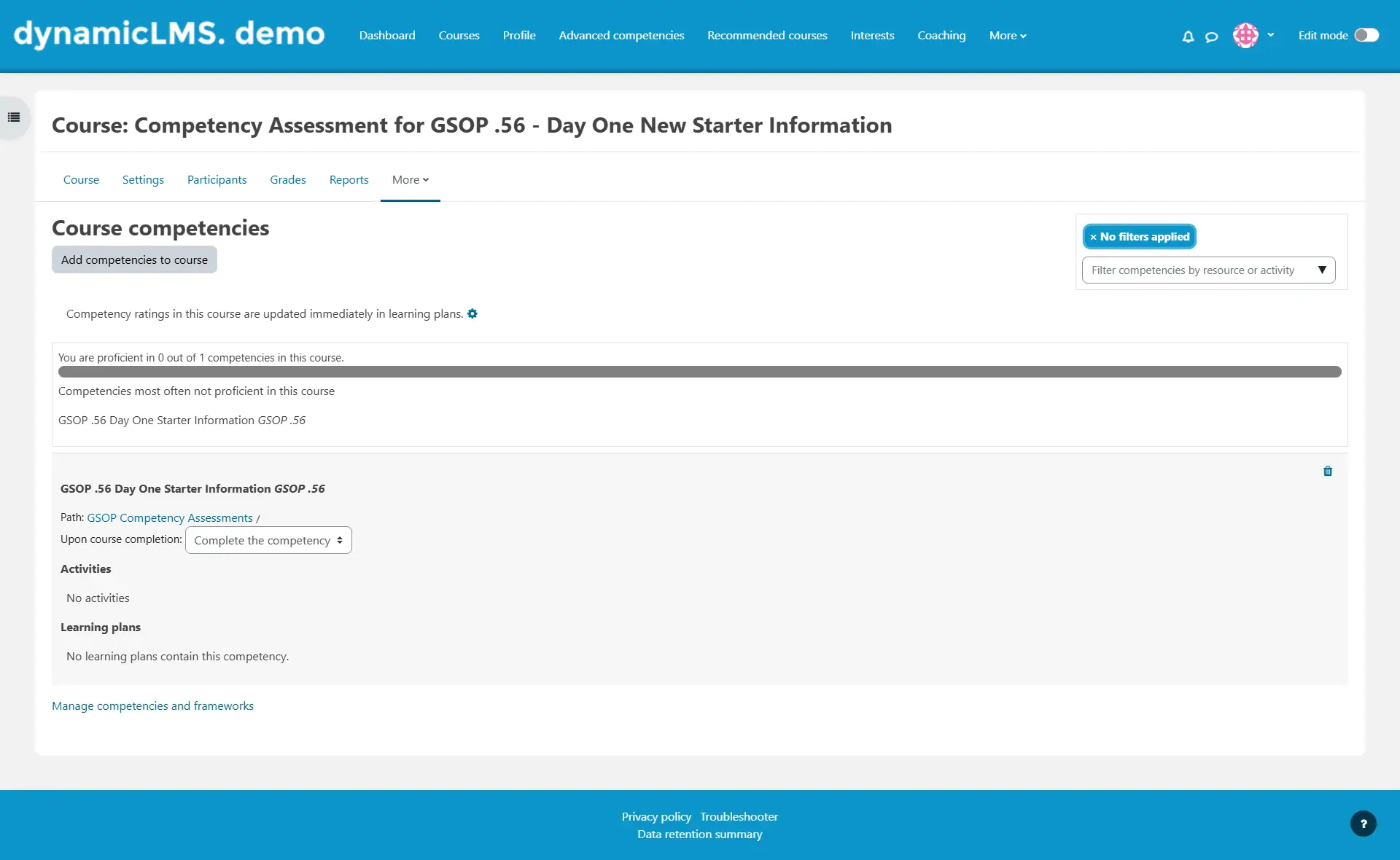 Course competencies – Dynamic LMS userguide