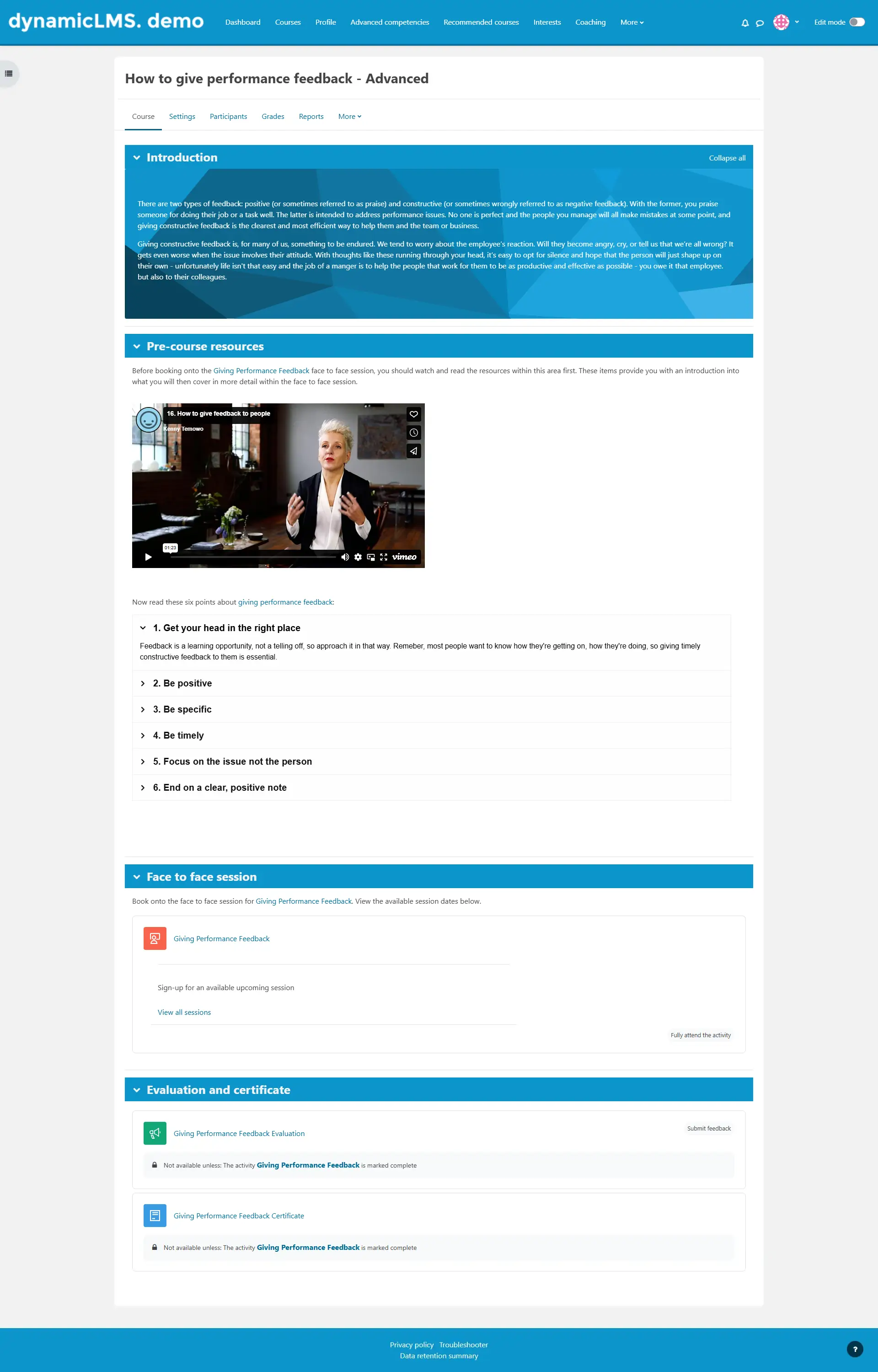 Introduction to courses – Dynamic LMS userguide