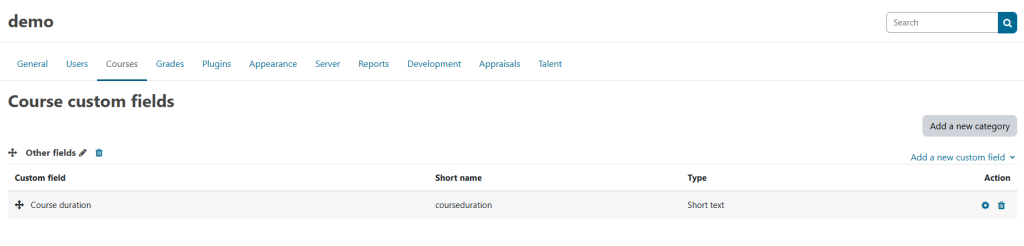 Course custom fields – Dynamic LMS userguide