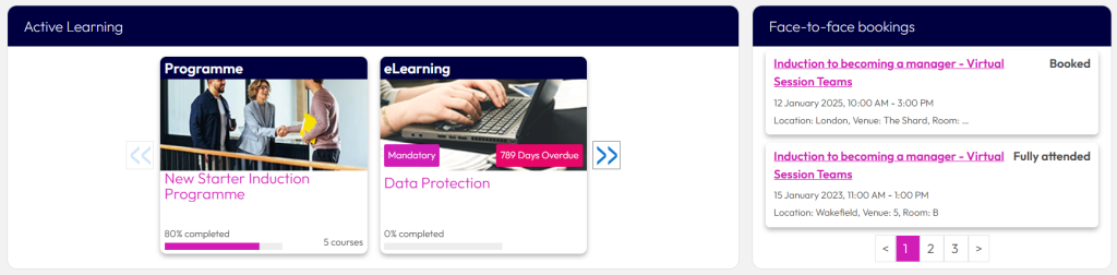 Changing the user dashboard – Dynamic LMS userguide