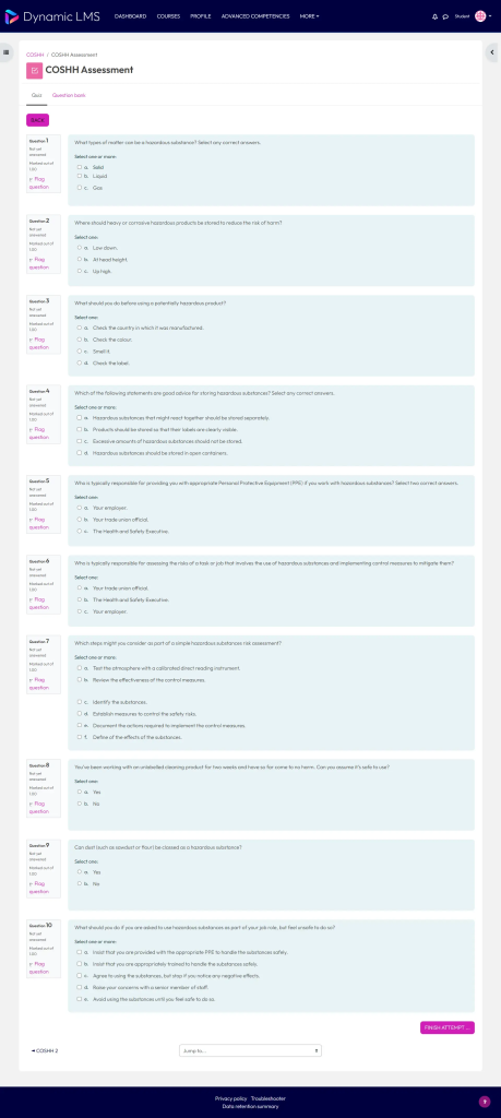 Quiz activity – Dynamic LMS userguide