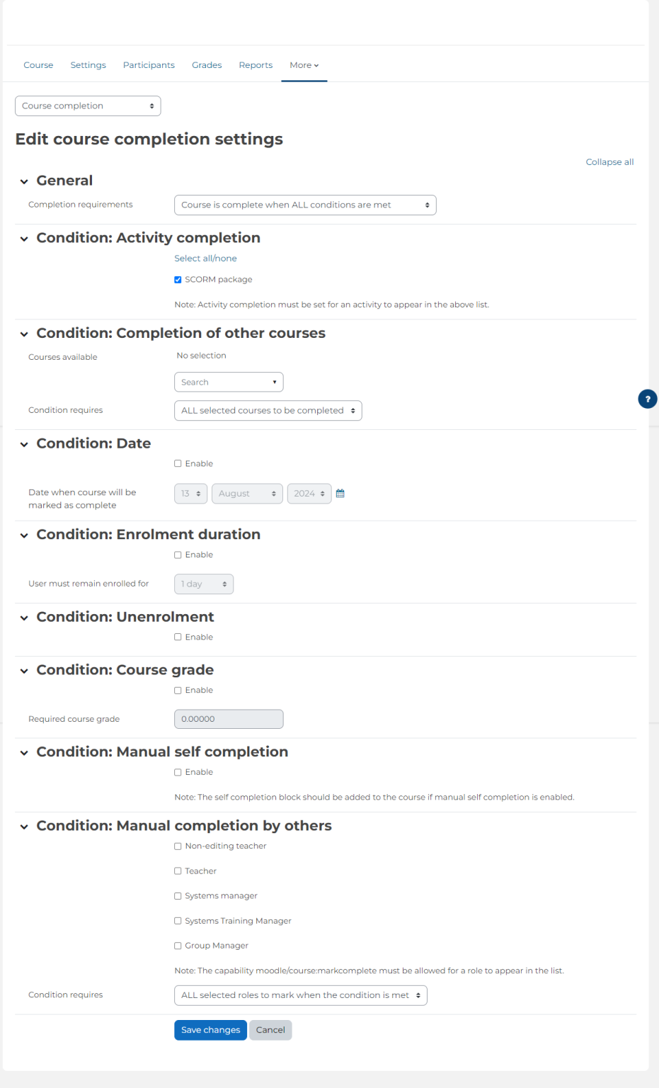 Activity and course completion – Dynamic LMS userguide