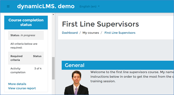 Student user view of the course deadline – Dynamic LMS userguide