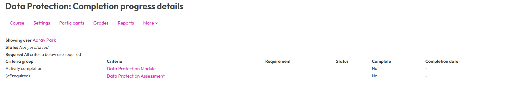 User progress reports – Dynamic LMS userguide