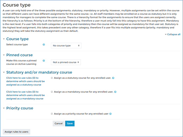 Statutory and/or mandatory course assignments – Dynamic LMS userguide
