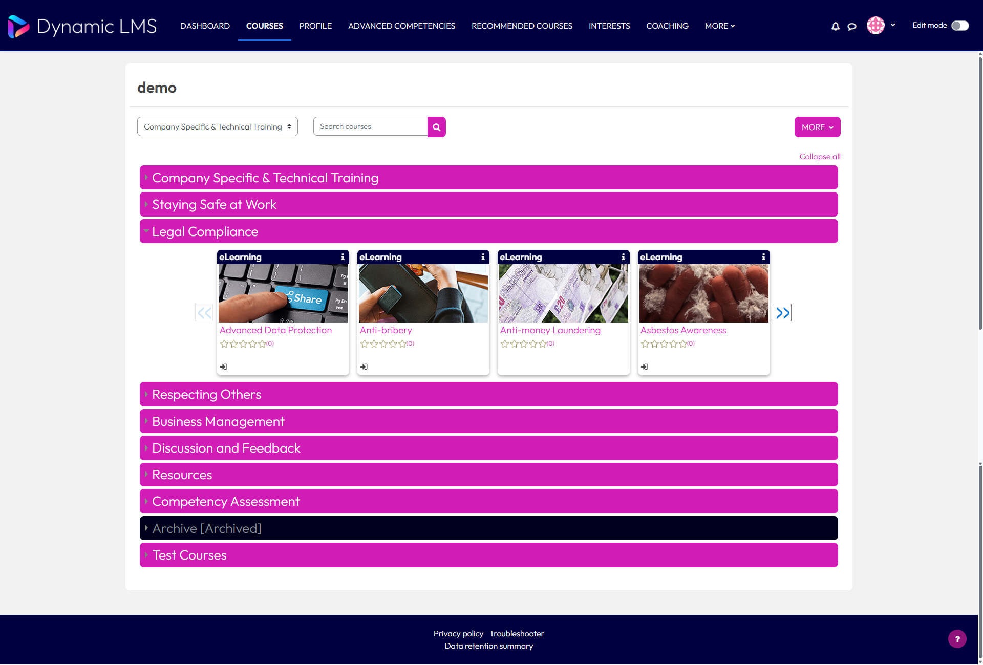 Learner experience settings – Dynamic LMS userguide