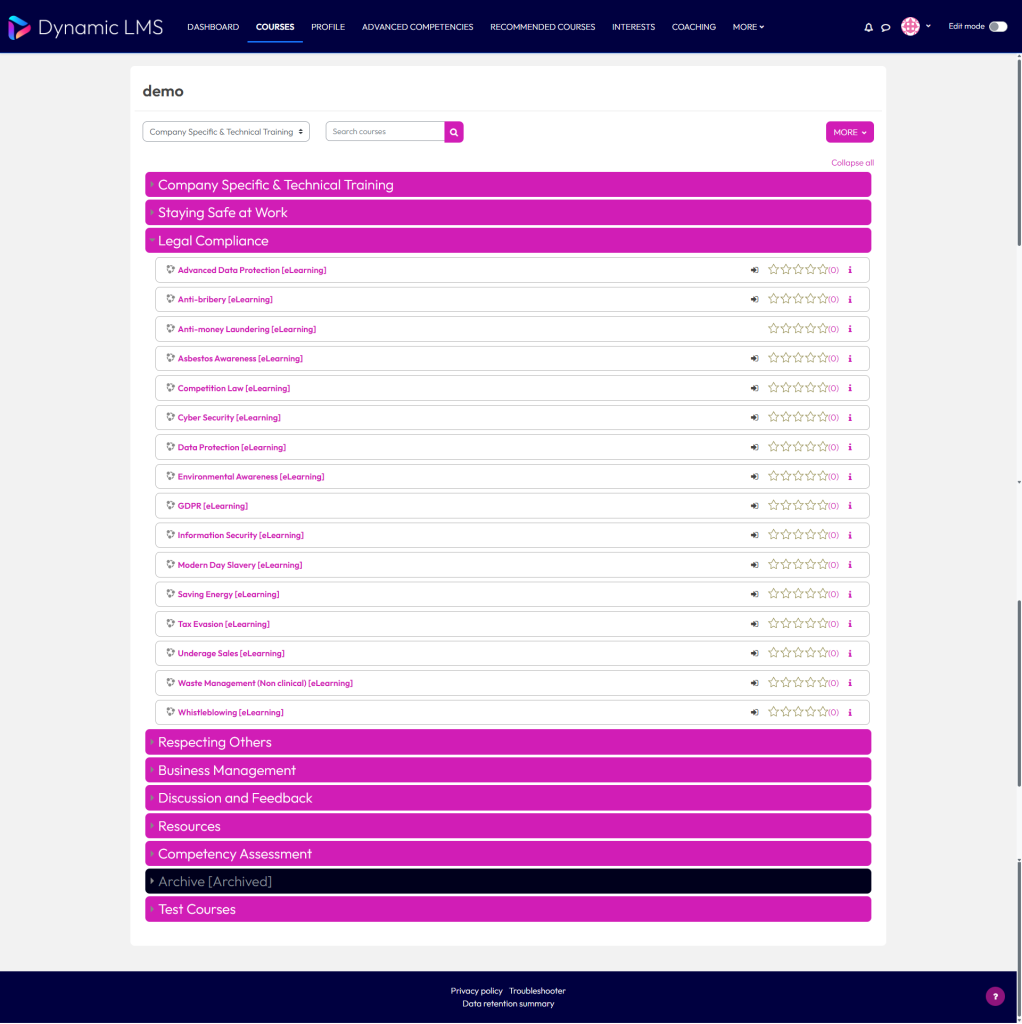 Learner experience settings – Dynamic LMS userguide
