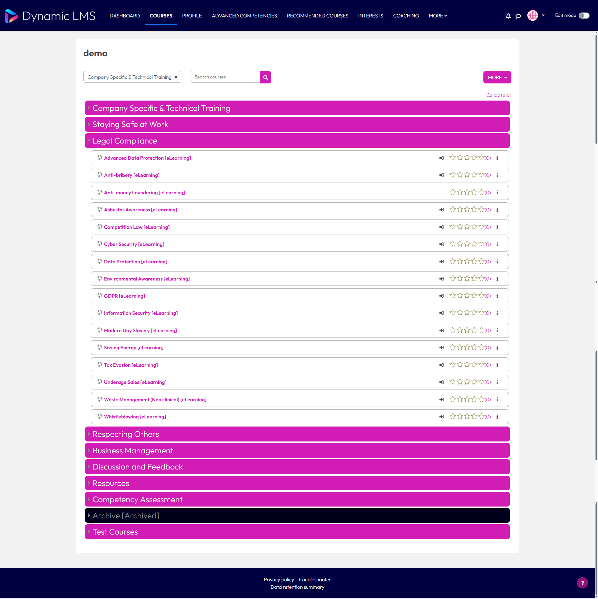 Learner experience settings – Dynamic LMS userguide