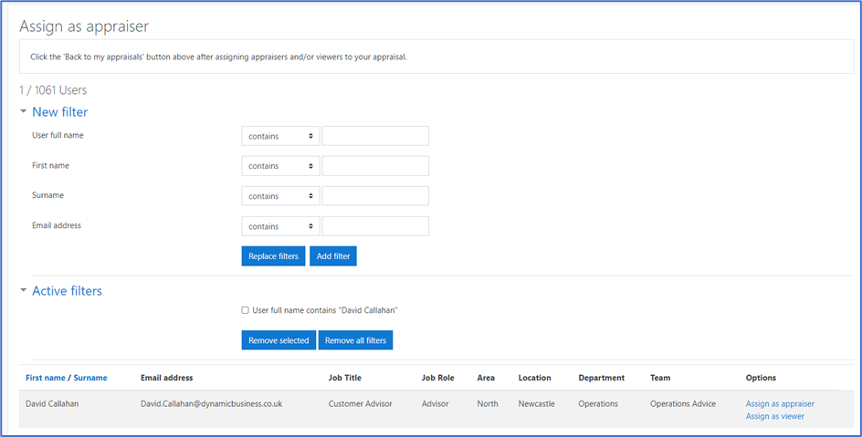 Simplified process – user drives the appraisal – Dynamic LMS userguide