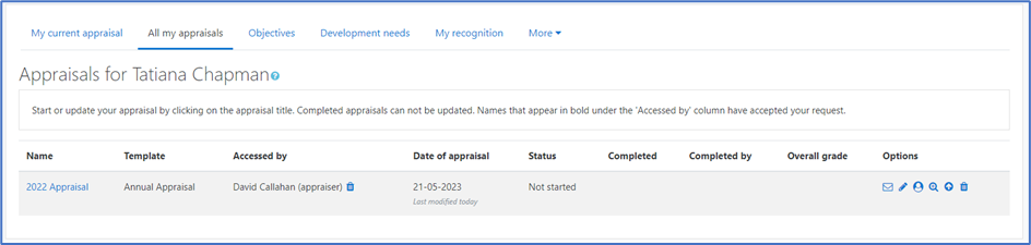 Simplified process – user drives the appraisal – Dynamic LMS userguide