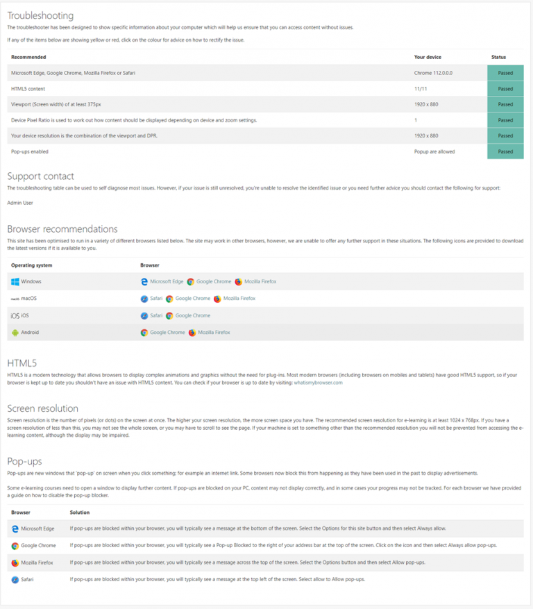 Help and support when using the LMS – Dynamic LMS userguide