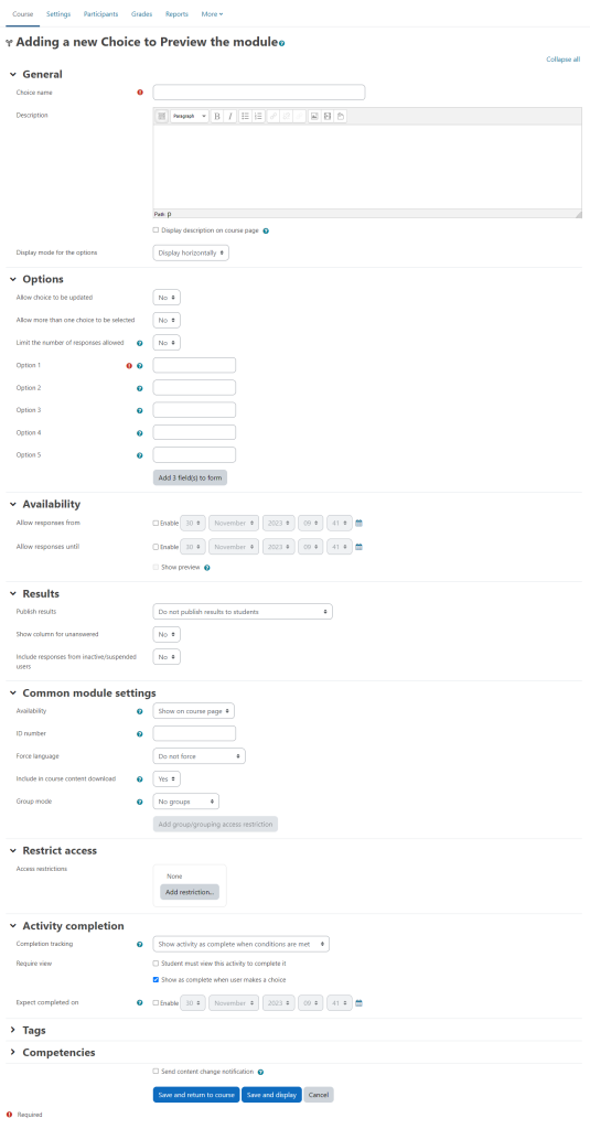Choice activity – Dynamic LMS userguide