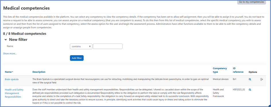 Managing access to competencies – Dynamic LMS userguide