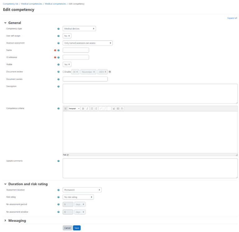 Creating and editing competencies – Dynamic LMS userguide