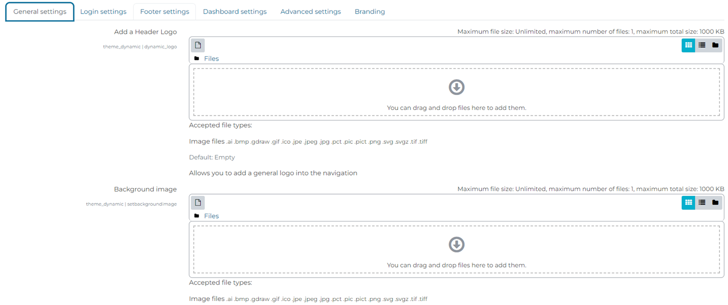 General settings – Dynamic LMS userguide