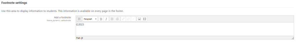 Footer settings – Dynamic LMS userguide