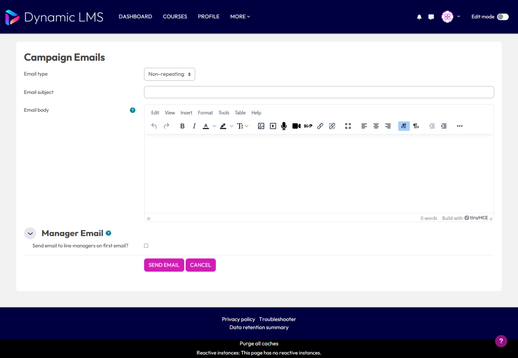 Program Participant Email Email course participants – Dynamic LMS userguide