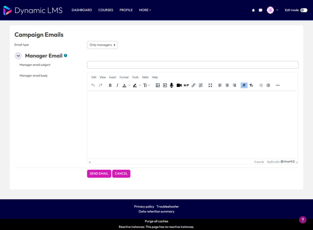 Email course participants – Dynamic LMS userguide
